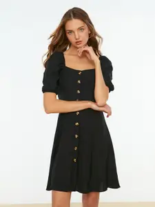 Trendyol Square Neck Puff Sleeves Fit & Flare Dress