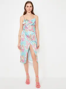 Trendyol Floral Print Shoulder Strap A-Line Dress