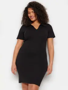 Trendyol Shirt Collar Short Sleeves Sheath Dress