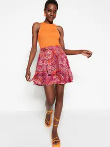 Trendyol Ethnic Motifs Printed Flared Mini Skirt