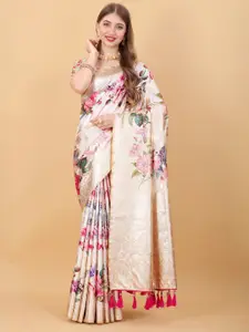 Ekta Textiles Floral Woven Design Zari Pure Silk Banarasi Saree