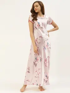 Sweet Dreams Floral Printed Lace Detail Maxi Nightdress