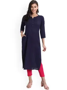 SUTI Women Cotton Slub Straight Kurta