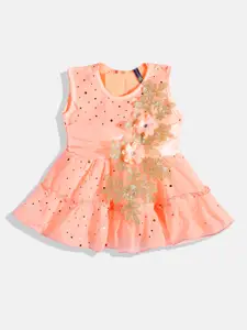 YK Girls Floral Sequined A-Line Dress