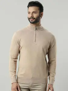 Indian Terrain Mock Collar Long Sleeves Pure Cotton Pullover