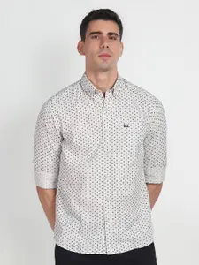 Arrow Sport Slim Fit Micro Ditsy Printed Herringbone Pure Cotton Casual Shirt