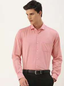 Peter England Men Slim Fit Opaque Self Design Formal Shirt