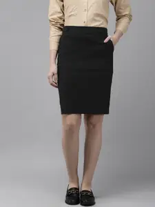 Van Heusen Woman Solid Straight Skirt