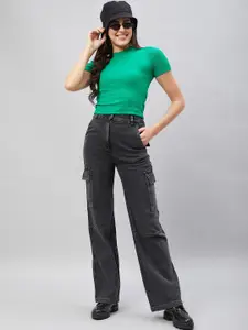 Chemistry Women Straight Fit High-Rise Clean Look Light Fade Pure Cotton Jeans