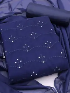 APNISHA Ethnic Motifs Embroidered Mirror Work Silk Georgette Unstitched Dress Material