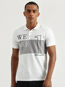 United Colors of Benetton Men Typography Printed Polo Collar Cotton T-shirt