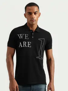 United Colors of Benetton Typography Printed Polo Collar Coton T-shirt
