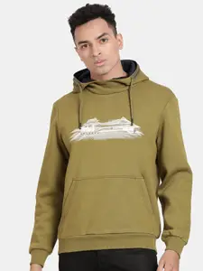 t-base Typography Printed Hooded Neck Cotton Pullover Sweatshirt