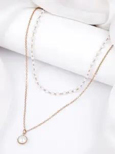 BEWITCHED Gold Plated Pearl Beaded Layered Necklace