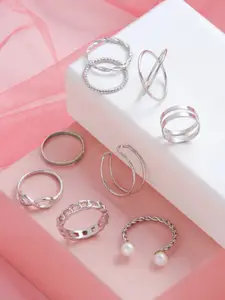 BEWITCHED Set of 9 Silver-Plated Finger Ring