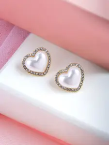 BEWITCHED Silver-Plated Heart Shaped Studs Earrings