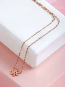 BEWITCHED Rose Gold-Plated Floral Pendant Dainty Necklace