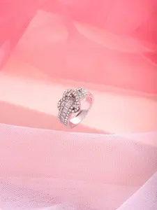 BEWITCHED Silver-Plated Stone-Studded Finger Ring
