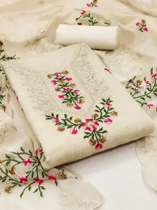 KALINI Embroidered Art Silk Unstitched Dress Material