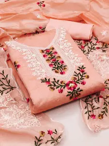 KALINI Embroidered Art Silk Unstitched Dress Material