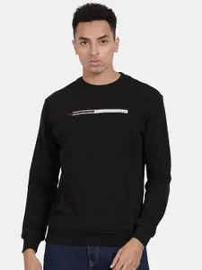 t-base Typography Printed Round Neck Cotton Pullover Sweatshirt