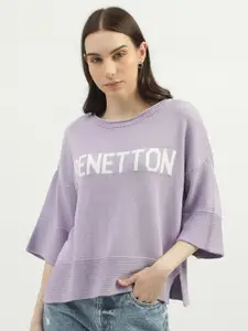 United Colors of Benetton Women Typography Printed Cotton Pullover