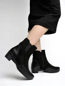 Shoetopia Women Block Heeled Mid-Top Chunky Boots