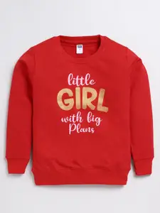 Nottie Planet Girls Typography Printed Pure Cotton Pullover