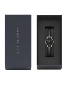 Daniel Wellington Women Petite Sheffield Leather Straps Analogue Watch DW00100444