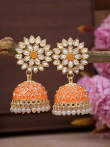 Crunchy Fashion Gold Plated Dome Shaped Jhumkas