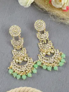 Crunchy Fashion Gold Plated Cresent Shaped Chandbalis