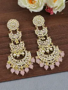 Crunchy Fashion Gold Plated Cresent Shaped Chandbalis
