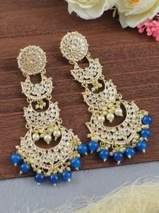 Crunchy Fashion Gold Plated Cresent Shaped Chandbalis