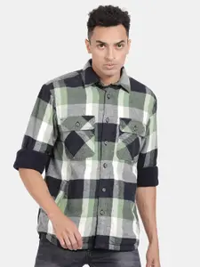 t-base Buffalo Checked Cotton Opaque Casual Shirt