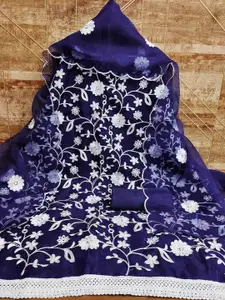 APNISHA Ethnic Motifs Embroidered Organza Silk Unstitched Dress Material