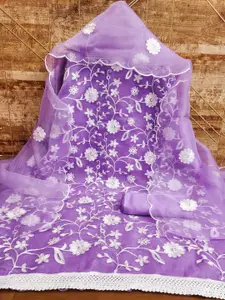 APNISHA Ethnic Motifs Embroidered Organza Silk Unstitched Dress Material