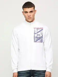 Pepe Jeans Graphic Printed Front-Open Cotton Sweatshirt