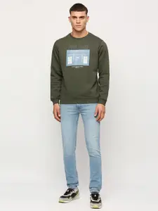 Pepe Jeans Printed Round Neck Cotton Sweatshirt