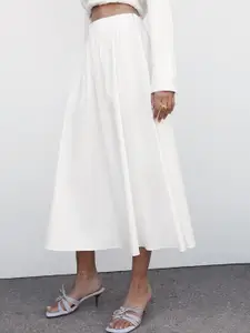 MANGO Pleated A-Line Midi Skirt