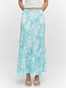 MANGO Floral Printed Straight Maxi Skirt