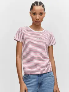 MANGO Women Striped Pure Cotton T-shirt