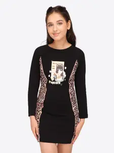 CUTECUMBER Girls Animal Printed Velvet T-shirt Dress