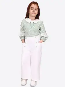 CUTECUMBER Girls Floral Printed Top With Trousers