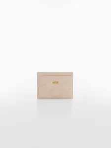 MANGO Women Geometric Textured Card Holder with Quilted Detail