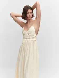 MANGO Cotton Schiffli Embroidered Maxi Dress