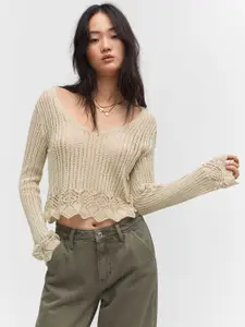 MANGO Open-knit Crop Pullover