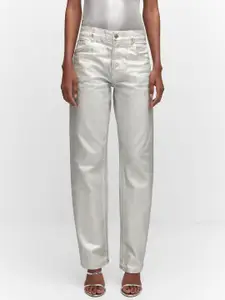 MANGO Women Metallic Straight Fit Jeans