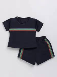 Toonyport Girls Striped T-shirt with Shorts