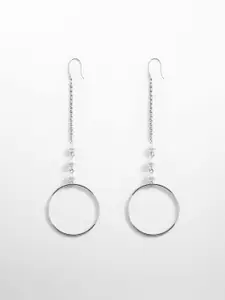 MANGO Stone Studded & Beaded Circular Drop Earrings