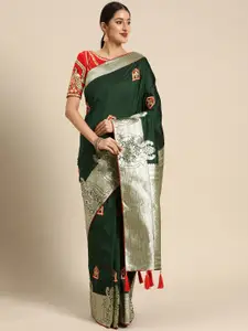 MANOHARI Woven Design Ethnic Motifs Zari Banarasi Saree